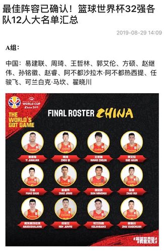男篮世界杯中国队名单